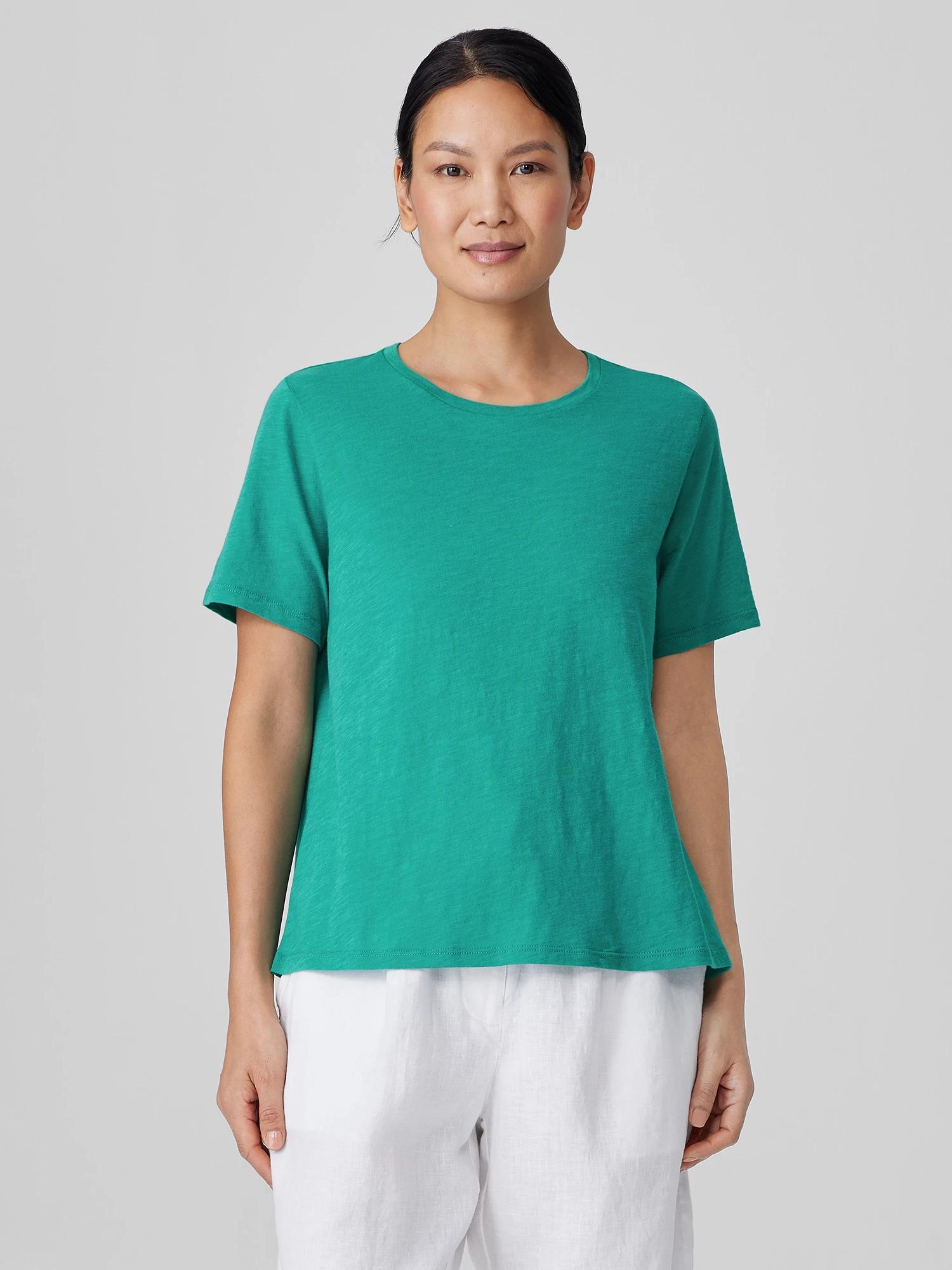 EILEEN FISHER Organic Cotton Slubby Jersey Teefemale Product Image