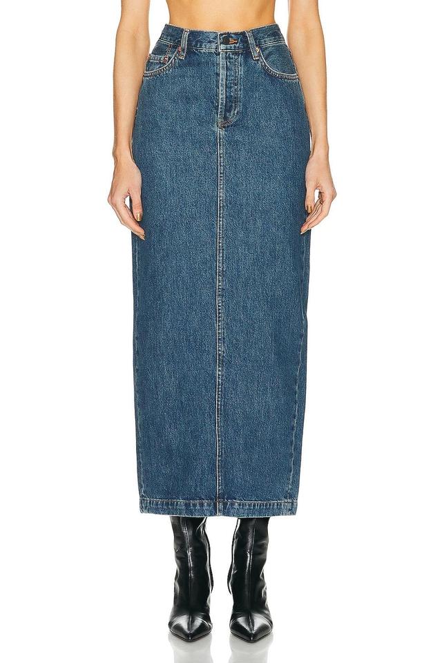 WARDROBE.NYC Denim Column Skirt in Blue Product Image