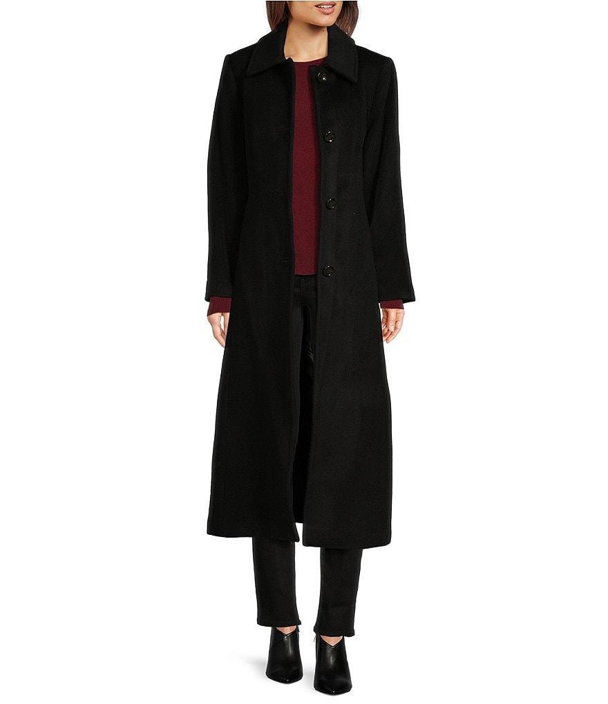 Vince Camuto Pure Wool Single Breasted Point Collar Button Front Maxi Coat Product Image