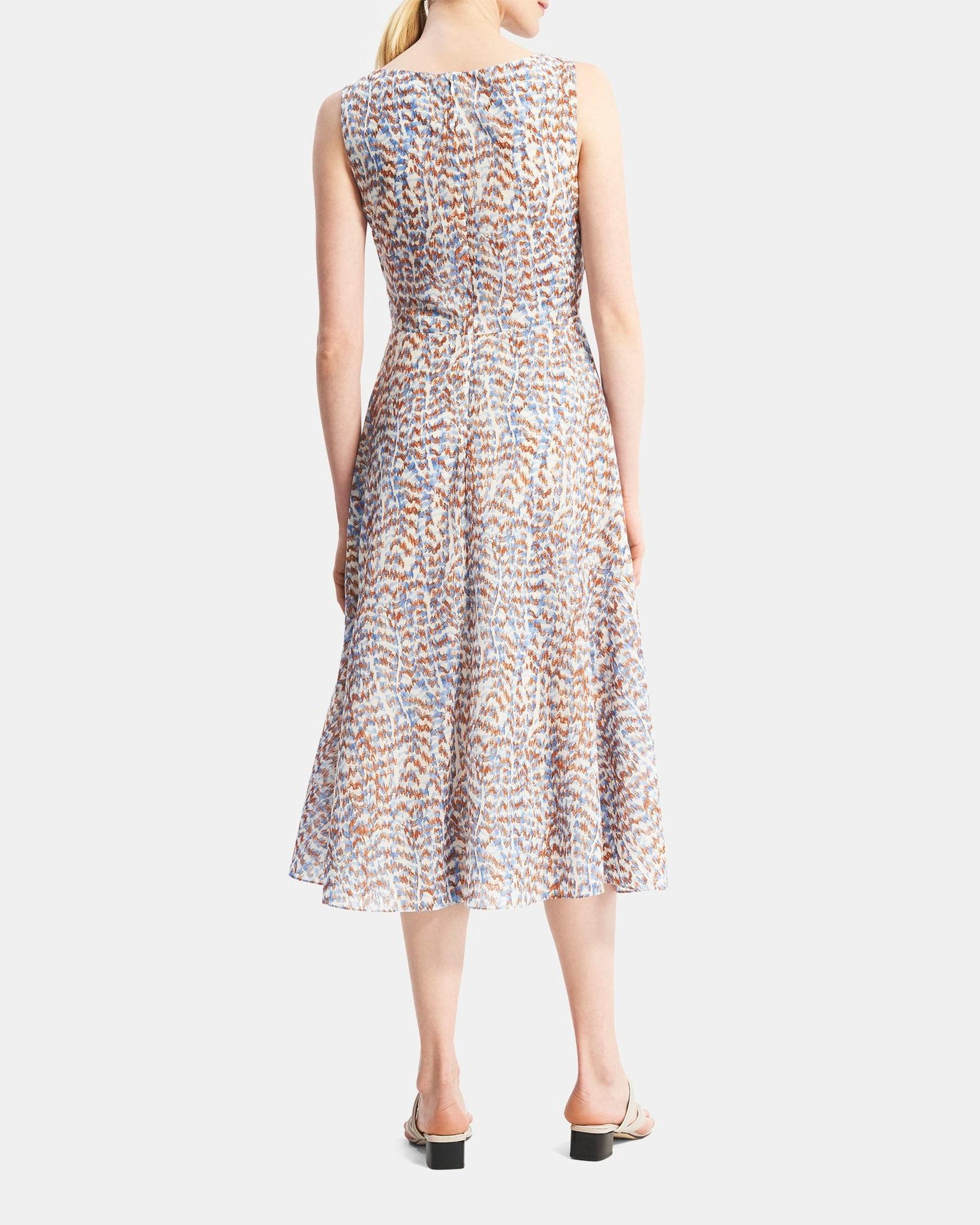 Cutout Midi Dress in Printed Poly Product Image