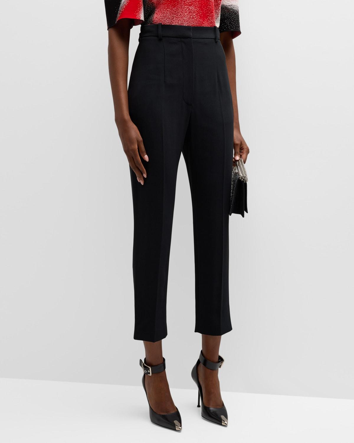 Alexander McQueen High Waist Leaf Crepe Cigarette Trousers Product Image