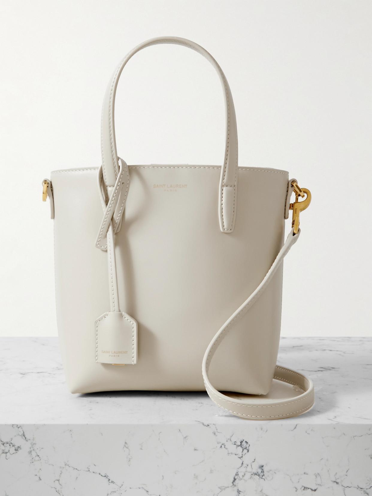 SAINT LAURENT Mini Toy Shopping Tote Bag In Blanc Vintage Product Image