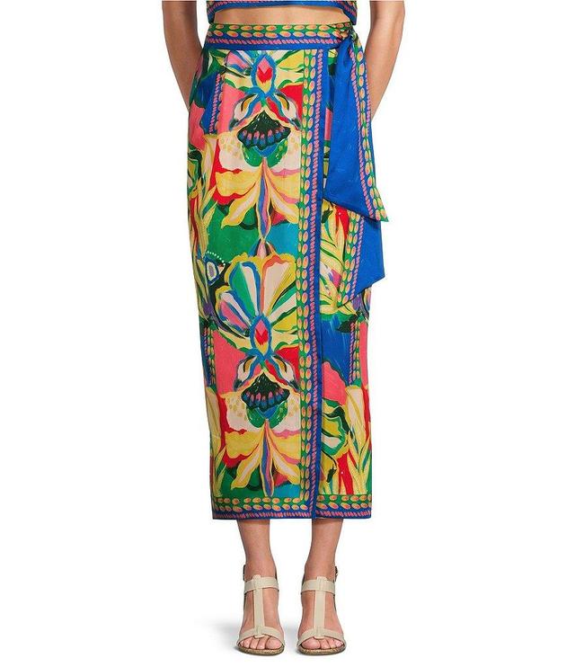 Antonio Melani Clio Floral Printed Satin Coordinating Wrap Midi Skirt Product Image