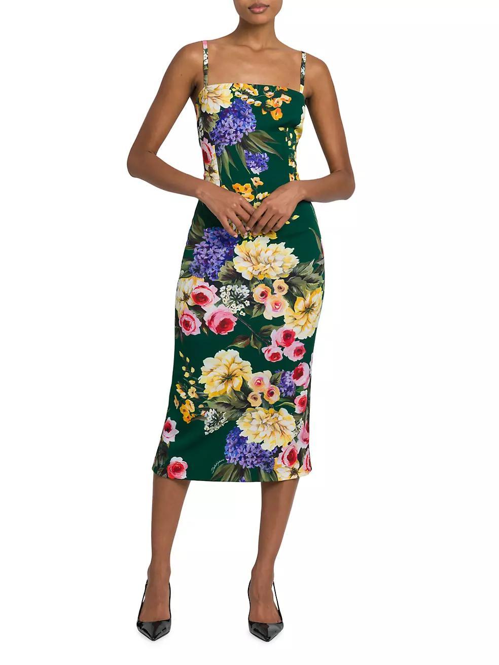 Floral Charmeuse Sheath Midi-Dress Product Image