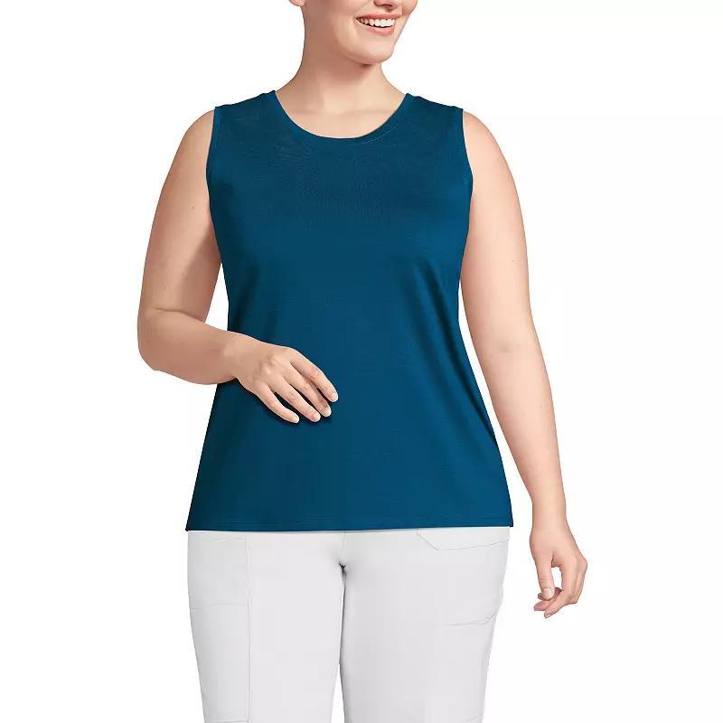 Lands End Plus Size Supima Cotton Crew Neck Tank Top Product Image