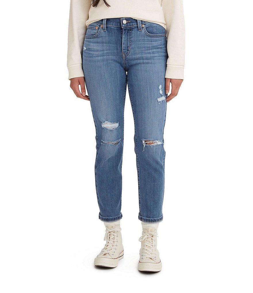 Levi's® Mid Rise Destructed Tapered Leg Boyfriend Jeans Product Image