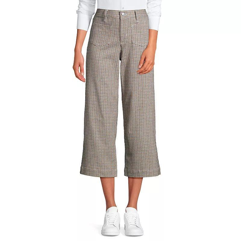 Petite Lands End Printed Twill High-Rise Wide Leg Crop Pants, Womens Product Image