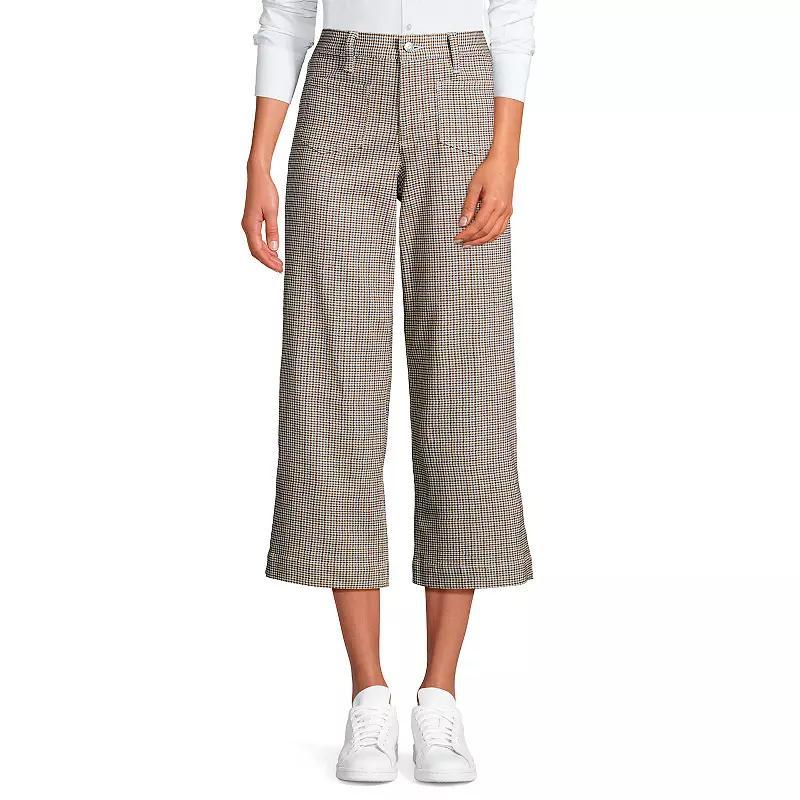 Womens Lands End High-Rise Wide Leg Crop Pants Red Houndsto Product Image