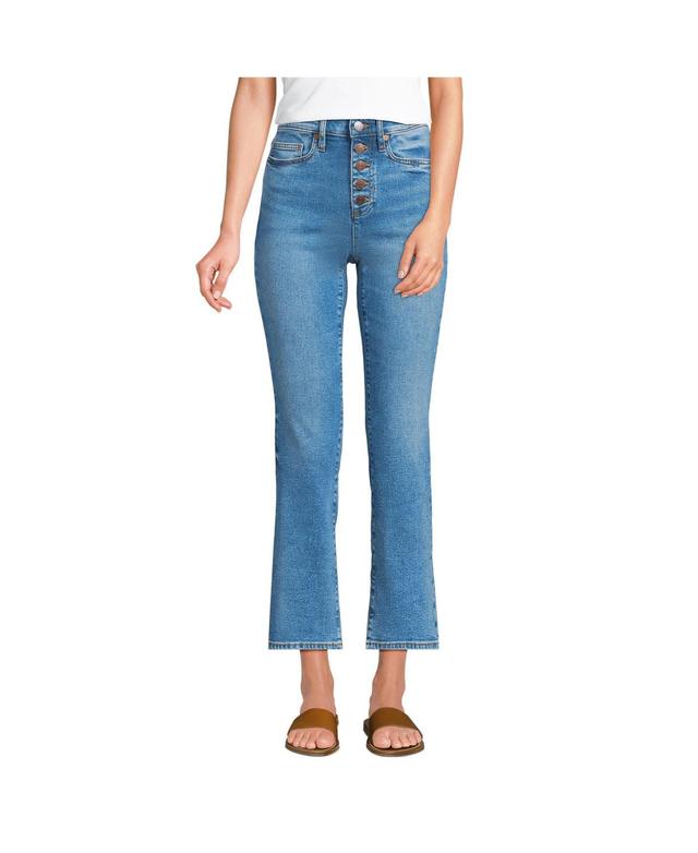 Womens Lands End Recover High Rise Button Front Kick Flare Crop Jeans Product Image