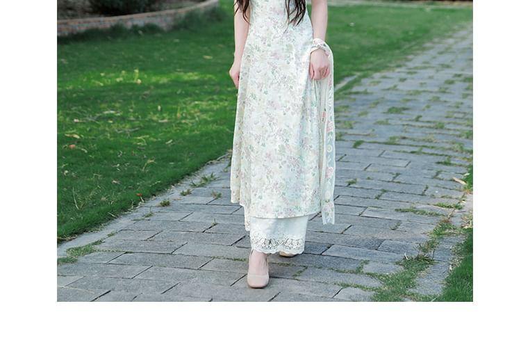 Puff Sleeve Square Neck Floral Maxi A-Line Dress Product Image