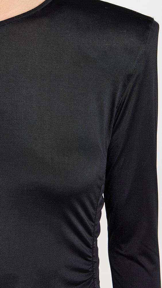 Tibi Micro Jersey Shoulderpad Fitted Crewneck Top | Shopbop Product Image