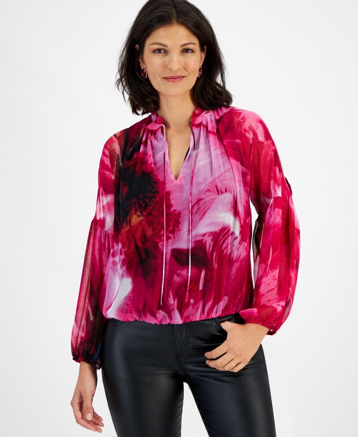 I.n.c. International Concepts Womens Crinkle Chiffon Cold-Shoulder Blouse, Created for Macys Product Image