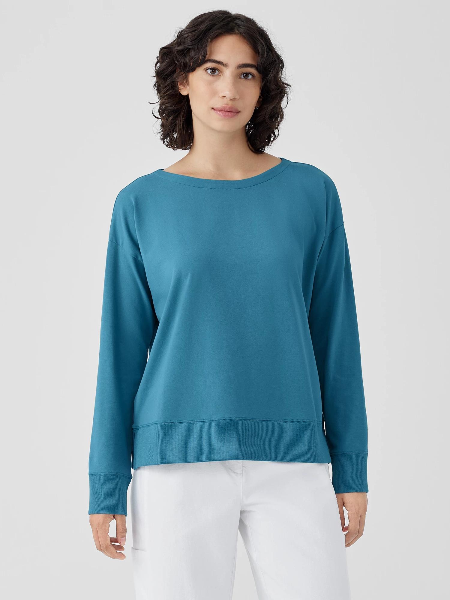 Pima Cotton Stretch Jersey Bateau Neck Top Product Image