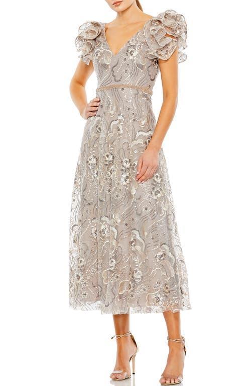 Womens Sequin-Embellished Cap-Sleeve Dress Product Image