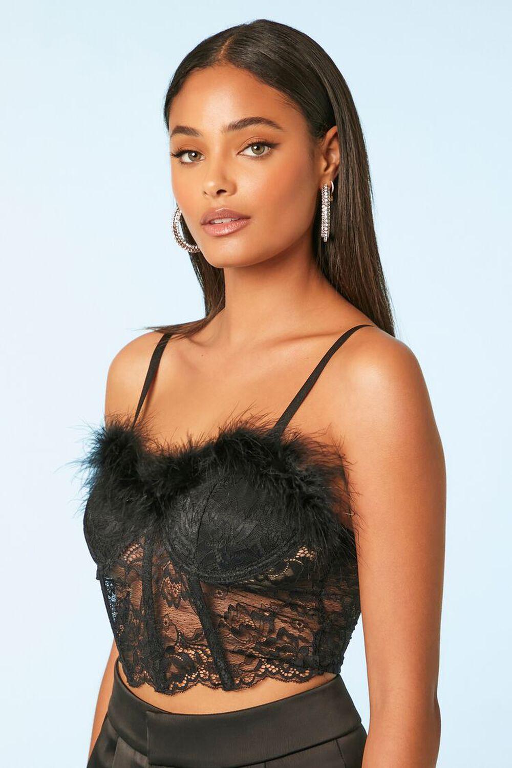 Lace Feather-Trim Bustier Top | Forever 21 Product Image