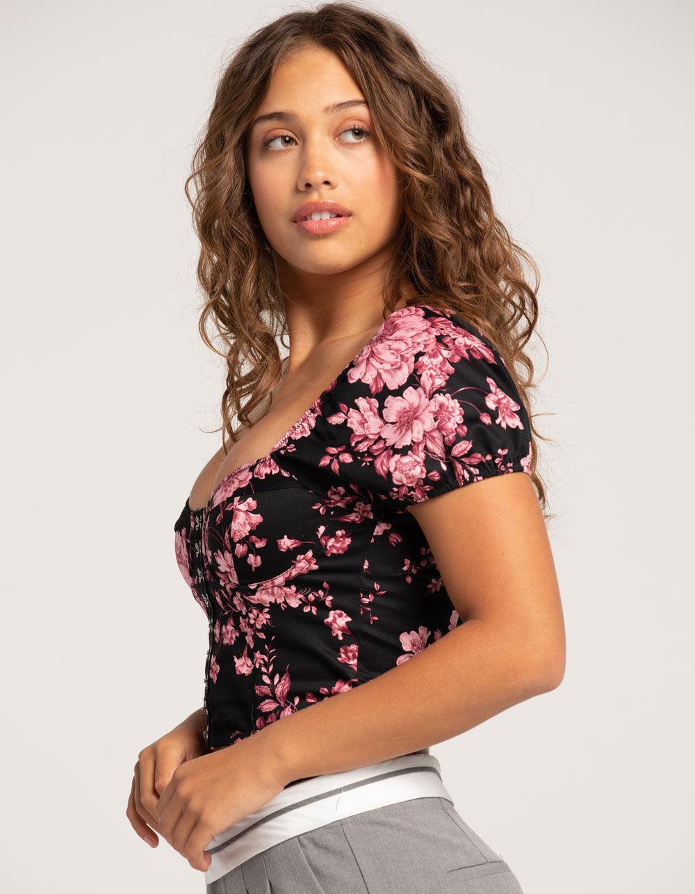 WEST OF MELROSE Floral Hook N Eye Womens Corset Top Product Image