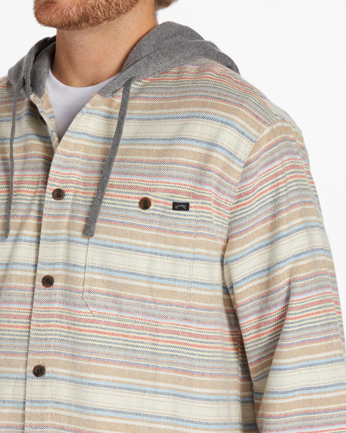 Baja Hooded Long Sleeve Flannel Shirt - Oyster Male Product Image