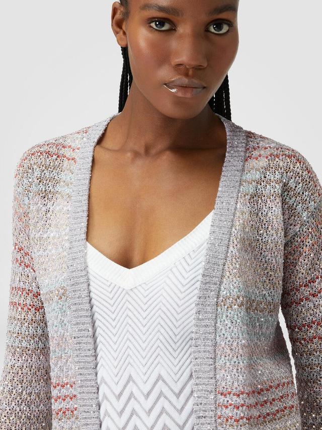 Short cardigan in mesh knit with sequins Multicoloured | Missoni Product Image