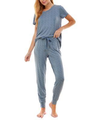 Printed Short Sleeve Top & Jogger Pajama Set Product Image