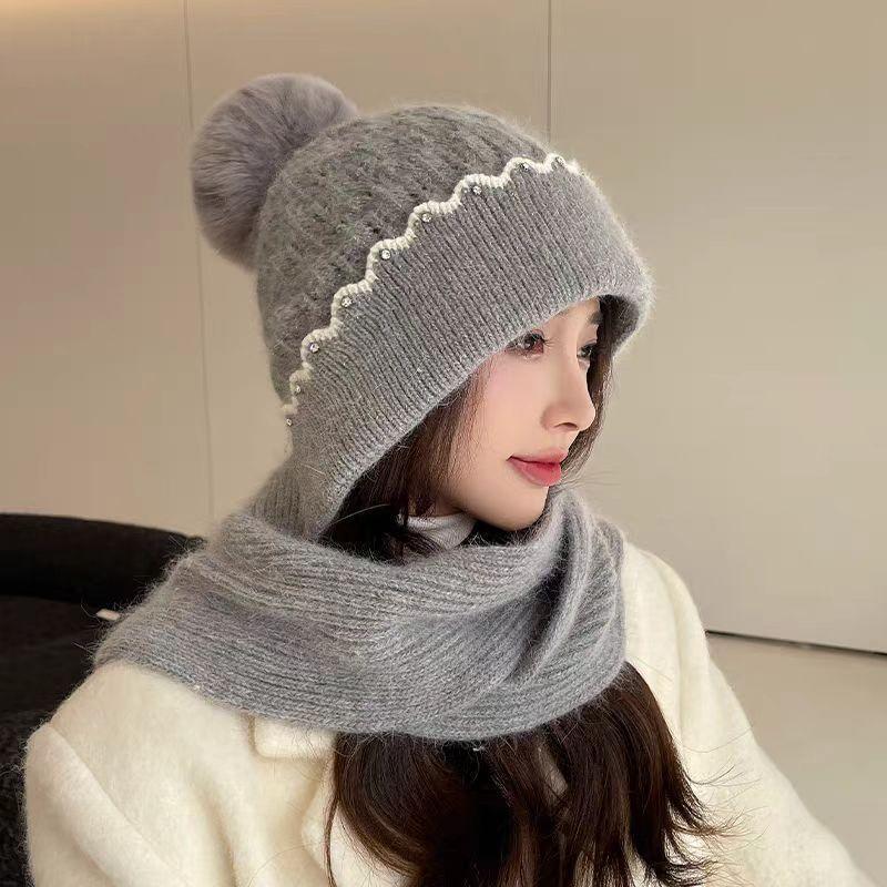 Pom-Pom Beanie with Scarf Product Image