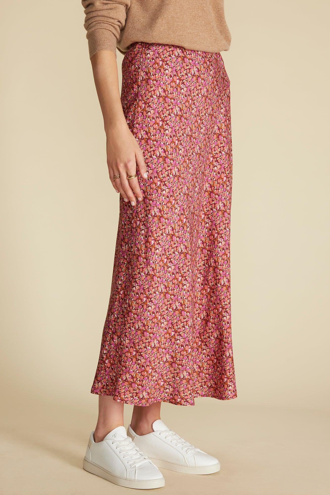 Eve Cupro Slip Skirt - Rennes Pink Floral Print Product Image