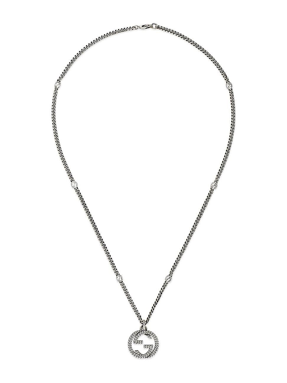 Mens Interlocking G Sterling Silver Necklace Product Image