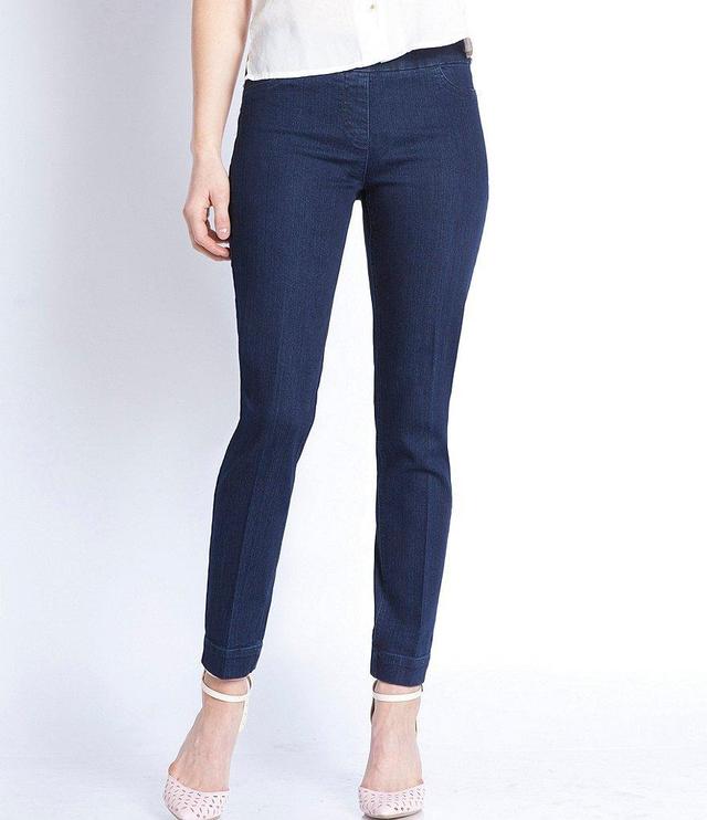 Slimsation® by Multiples Mid Rise Flat Front Pull-On Ankle Jeans Product Image