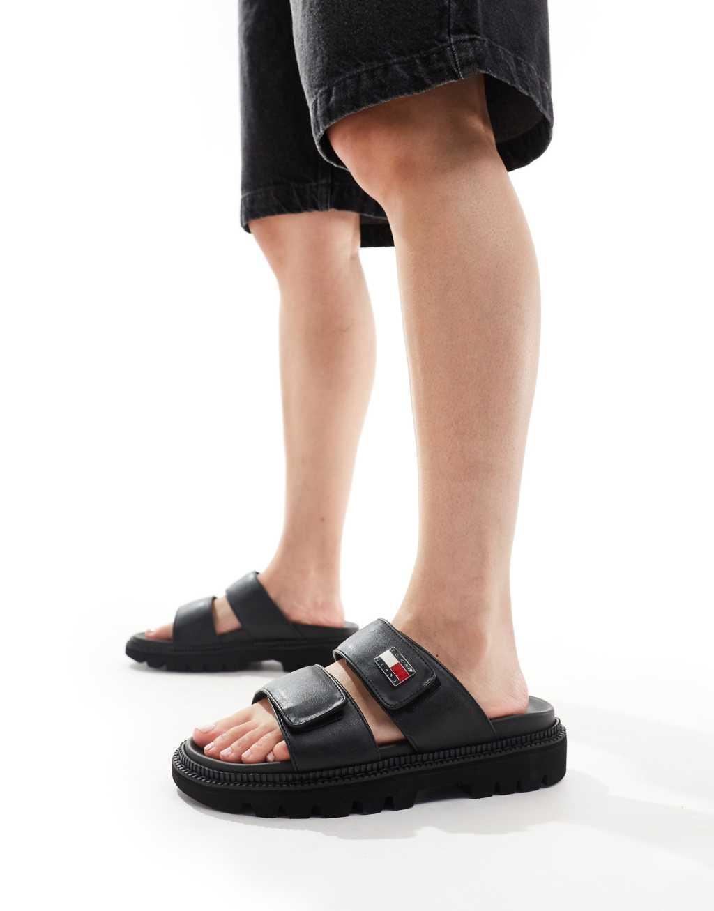 Tommy Jeans puffed sandals in black Product Image