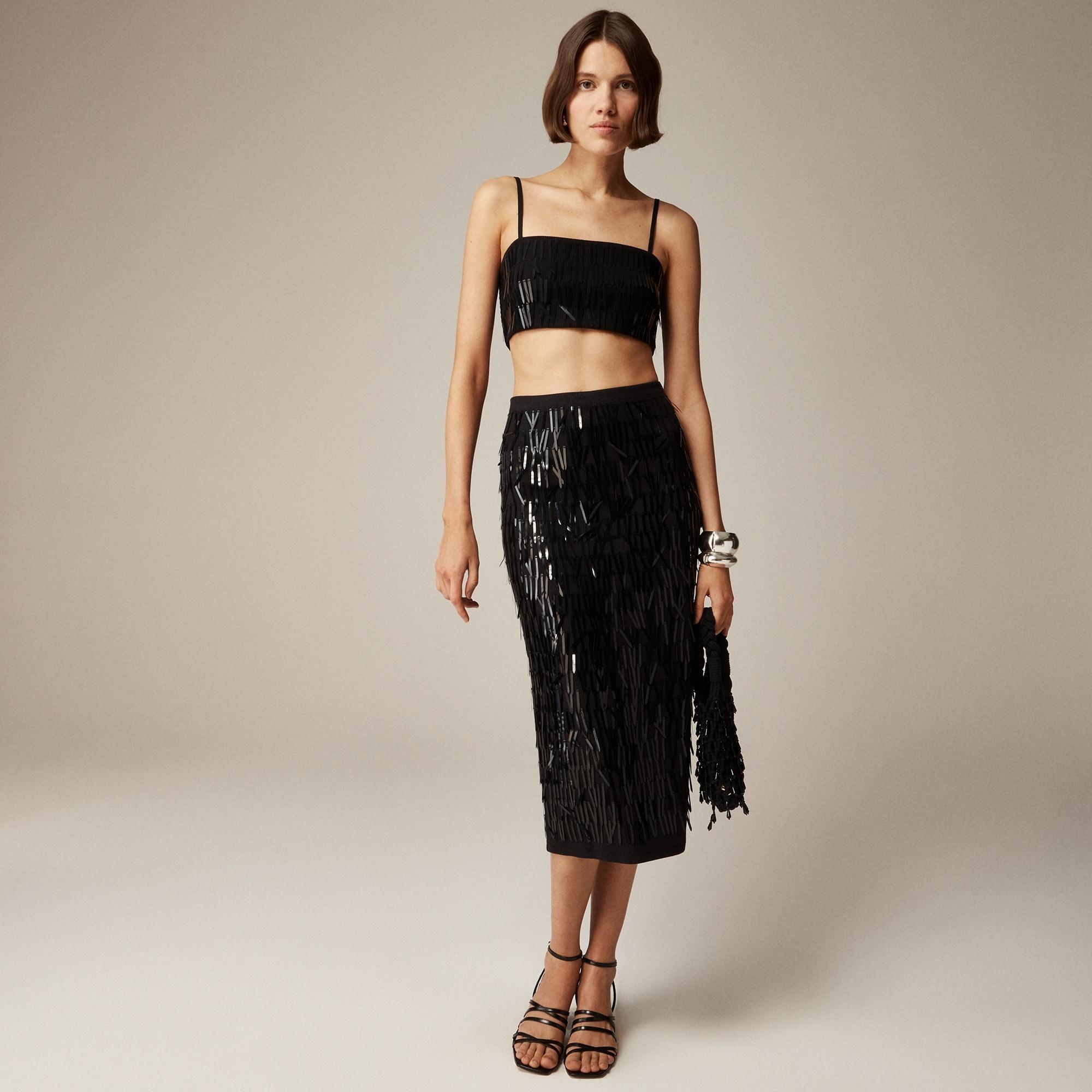 Collection sequin fringe midi skirt Product Image