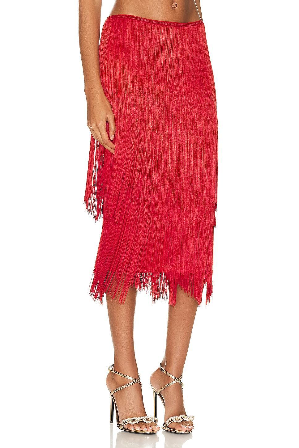 TOM FORD Fringe Pencil Skirt Red. (also in ). Product Image