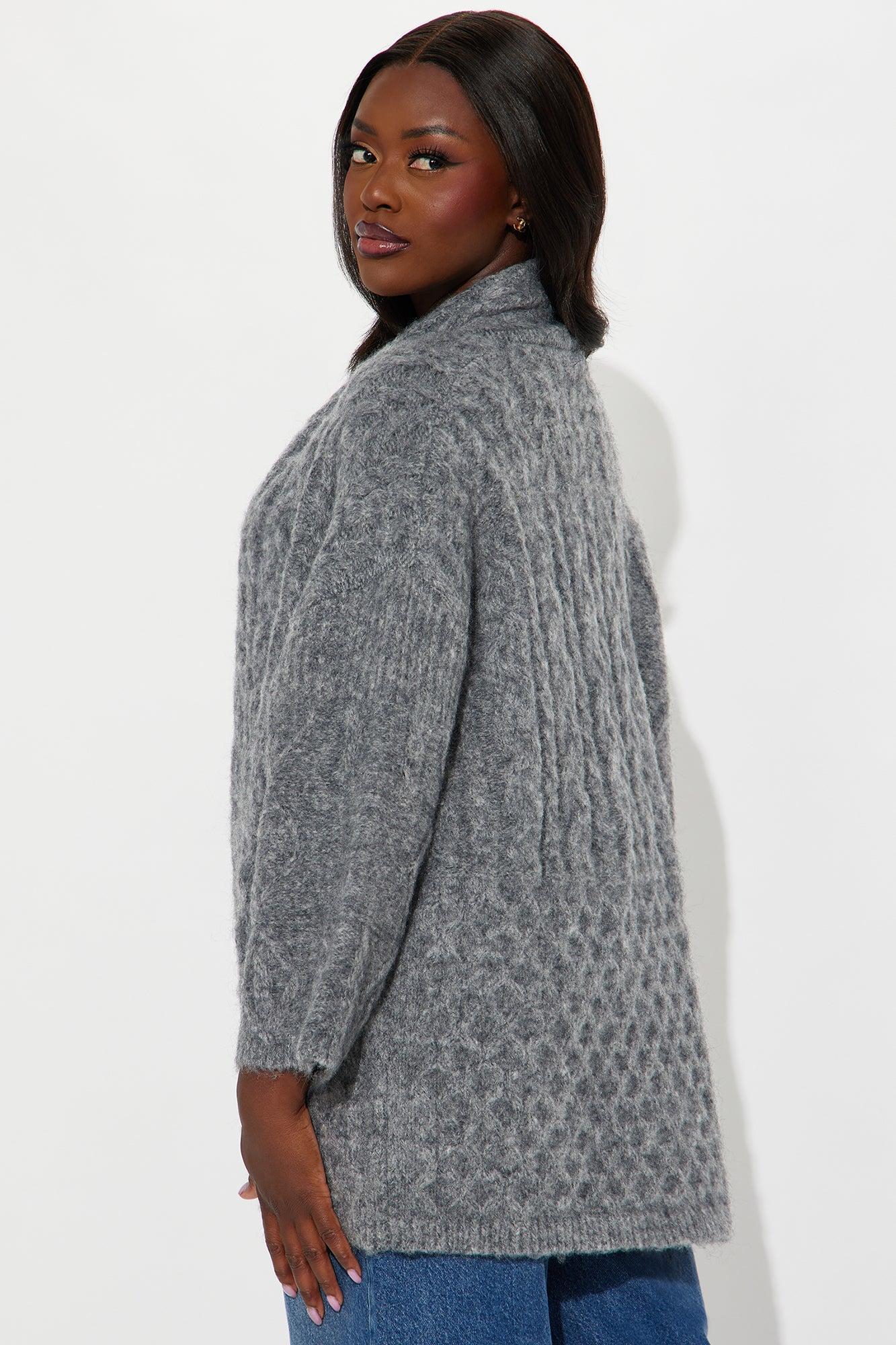 Fable Cable Knit Cardigan - Heather Grey Product Image