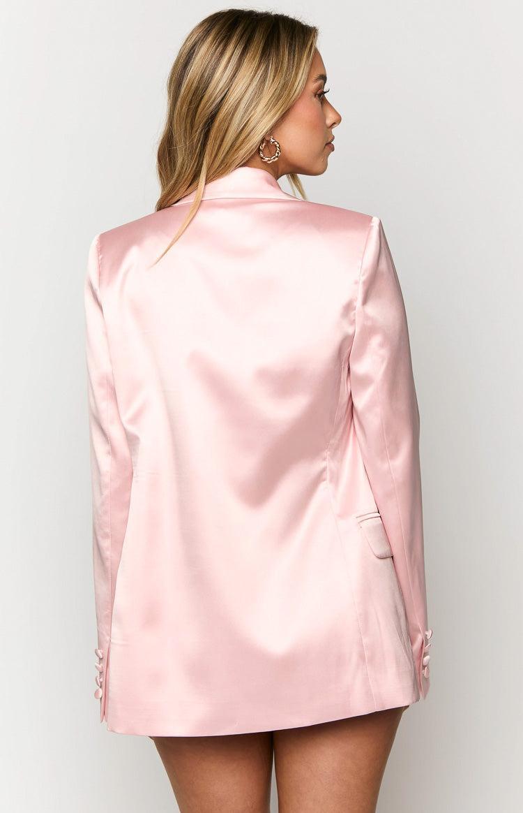 Rose Pink Satin Blazer Product Image