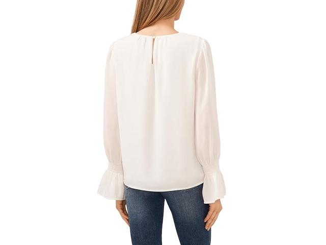 CeCe Long Sleeve Ruffle Cuff Crepe Top Product Image