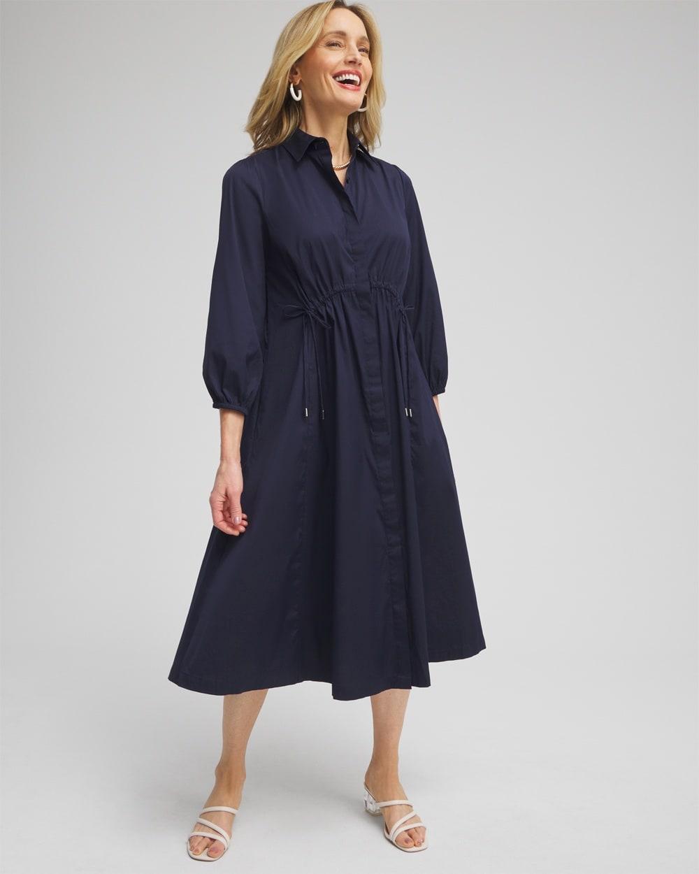 Poplin Adjustable Waist Shirt Dress product image