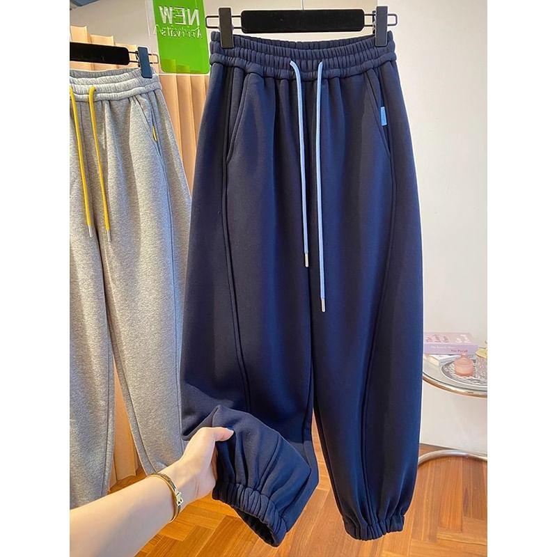 High Waist Plain Harem Sweatpants Product Image