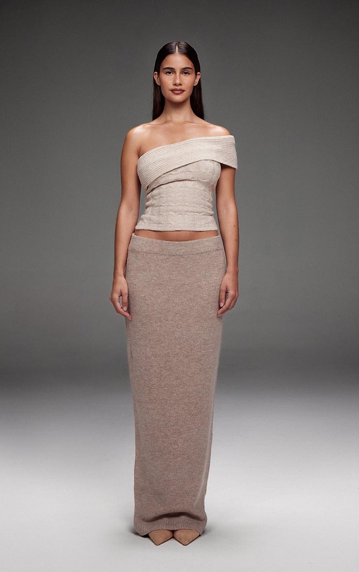 Taupe Melange Soft Knit Maxi Skirt Product Image