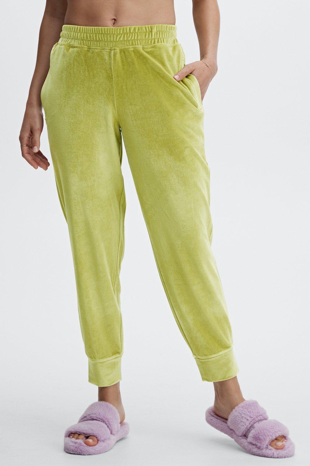 Fabletics Luxe Velour Jogger Womens green Size XXL Product Image