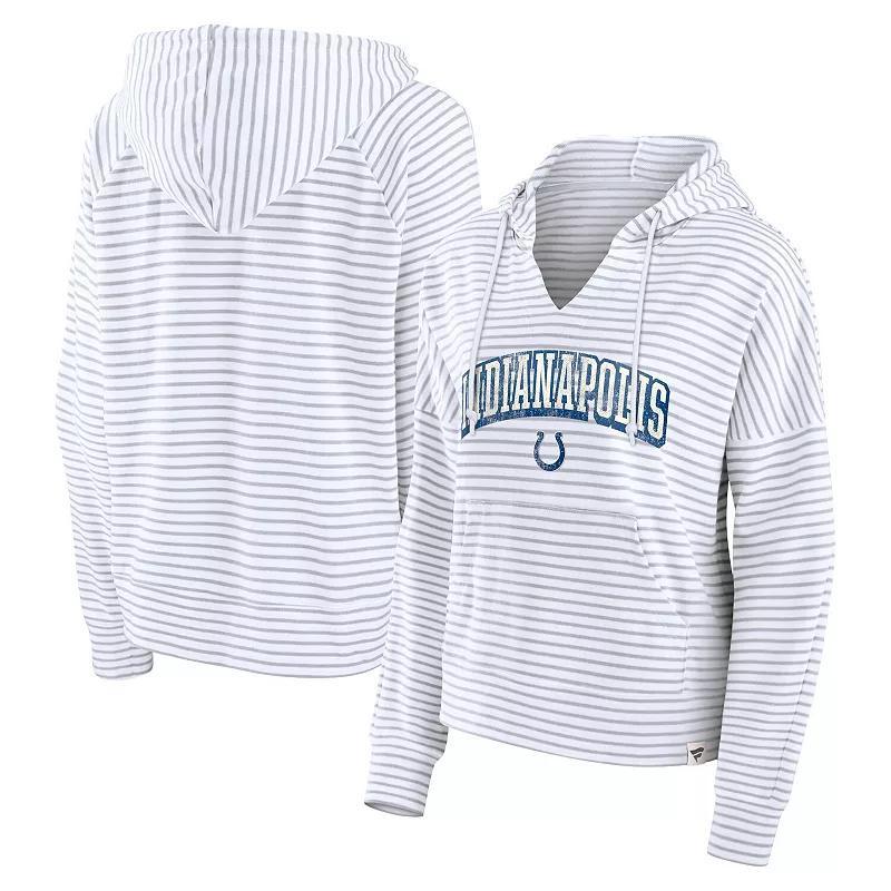 Womens Fanatics /Gray Indianapolis Colts Striped Notch Neck Pullover Hoodie Product Image