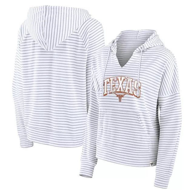 Womens Fanatics /Gray Texas Longhorns Arch Logo Striped Notch Neck Pullover Hoodie Product Image