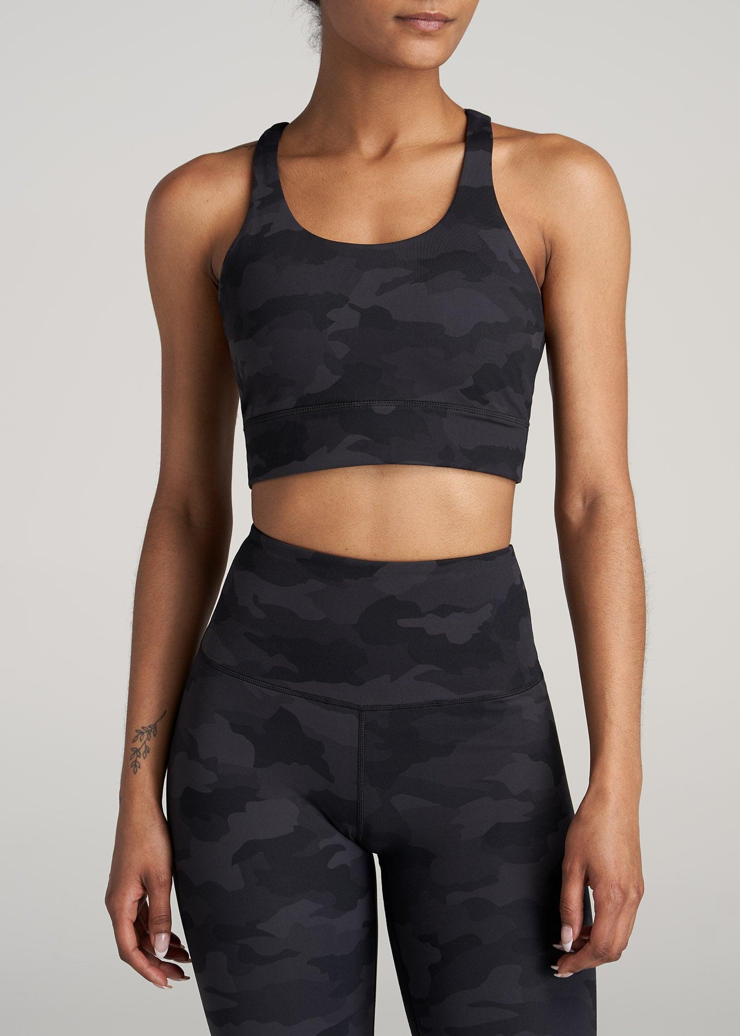 Women's Balance Crisscross Tall Sports Bra in Grey Camo Female Product Image