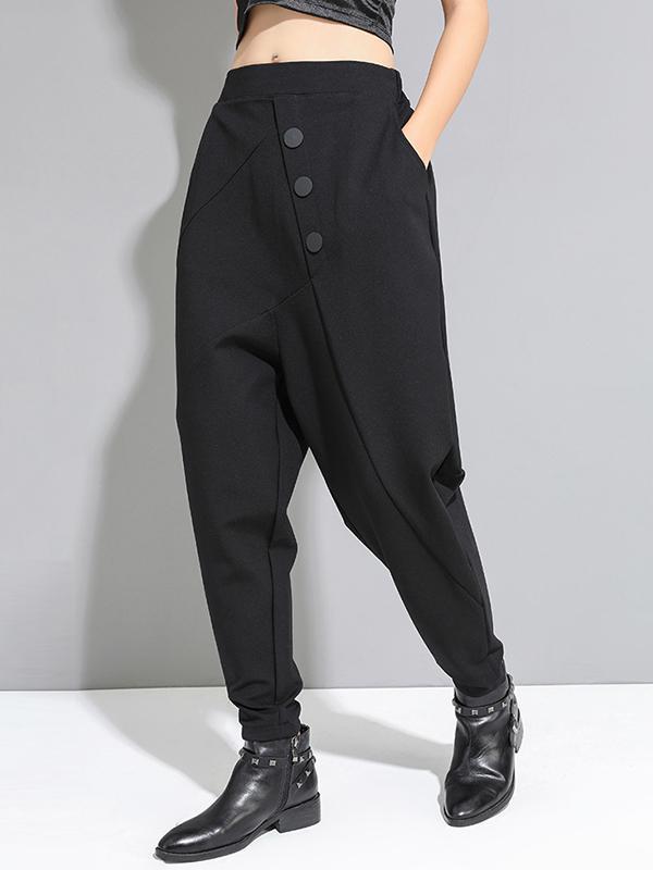 Personality Black With Button High-Waist Harem Pants  product image