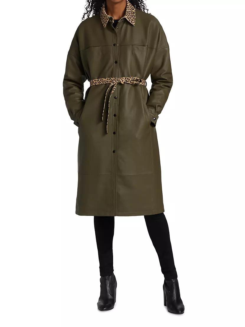 Leather Belted Trench Coat Product Image