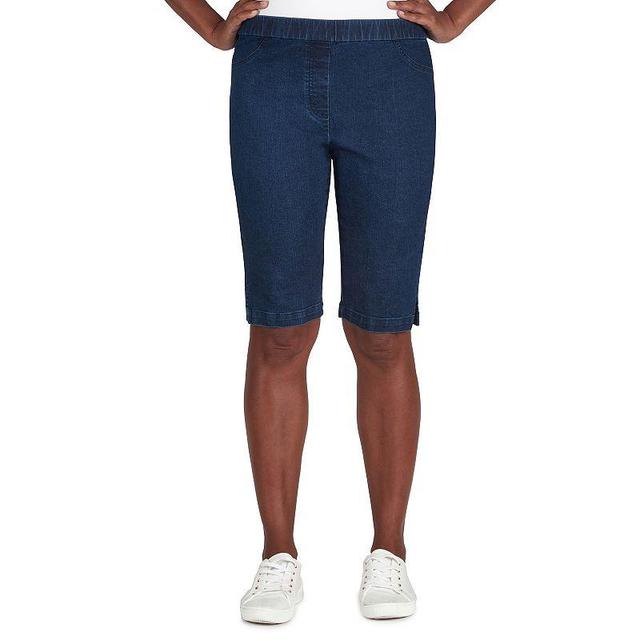 Petite Alfred Dunner Pull-On Bermuda Denim Shorts, Womens Dark Blue Product Image