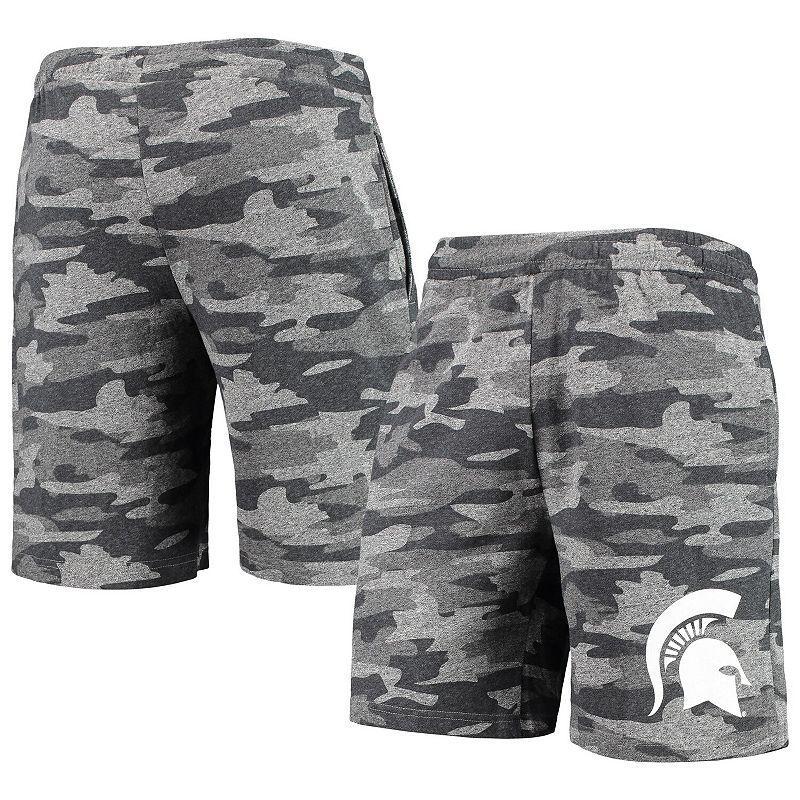 Mens Concepts Sport Charcoal/Gray Michigan State Spartans Camo Backup Terry Jam Lounge Shorts Product Image