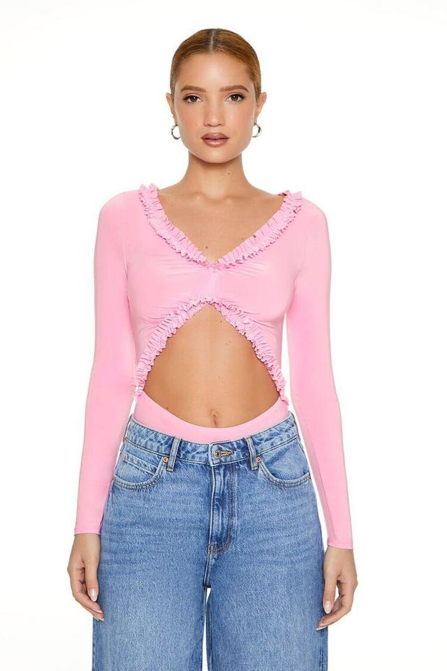 Ruffle-Trim Cutout Bodysuit | Forever 21 Product Image