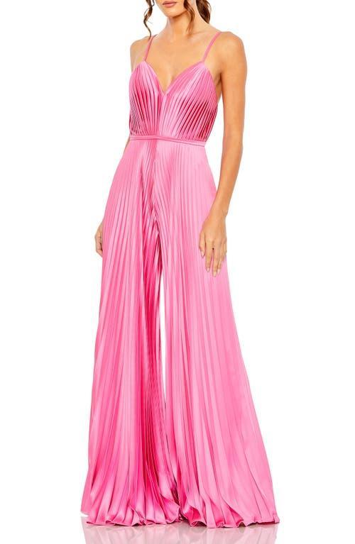 Womens Ieena Pleated Satin Wide-Leg Jumpsuit Product Image