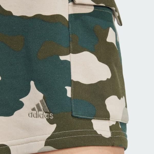 Essentials 3-Stripes Camo-Print Cargo Shorts Product Image