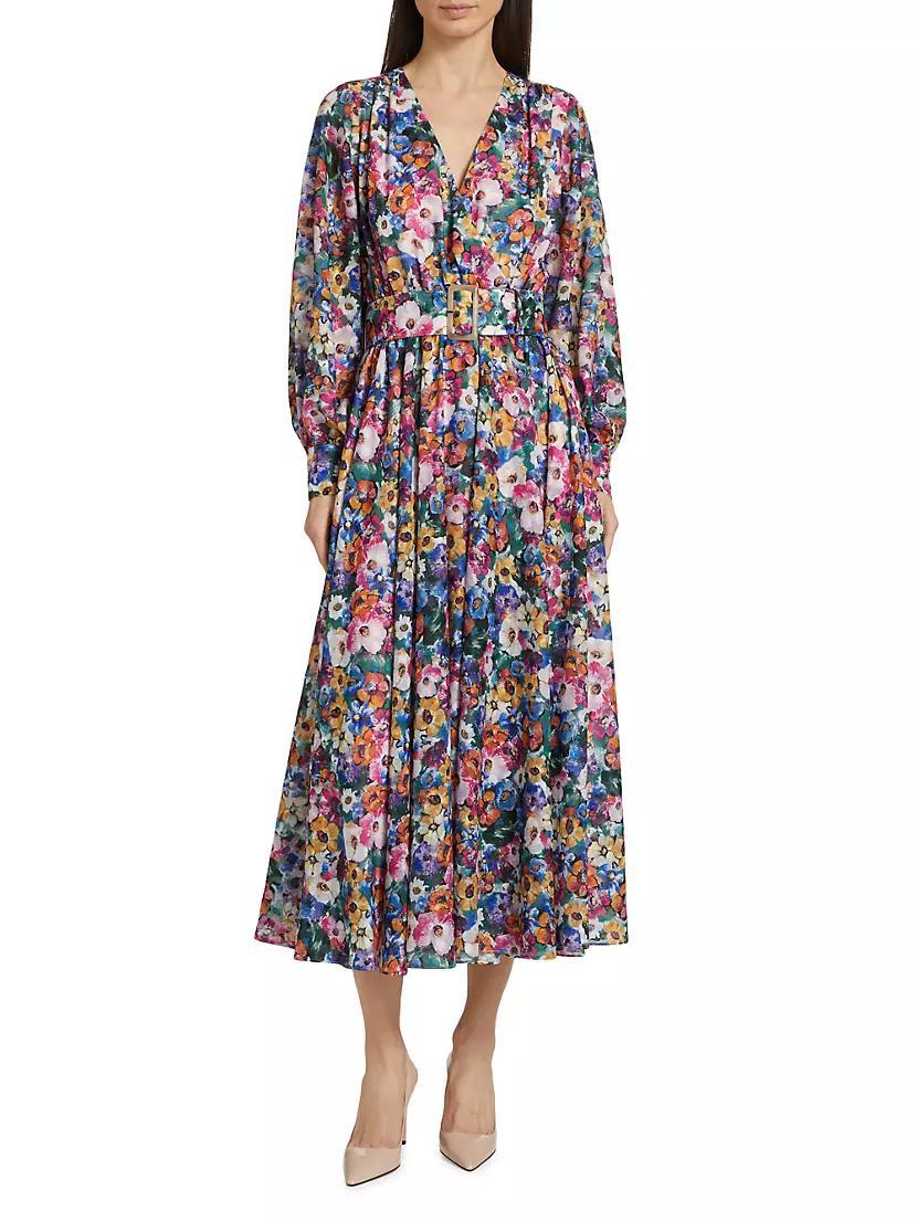 Milena Floral Tie-Waist Midi-Dress Product Image