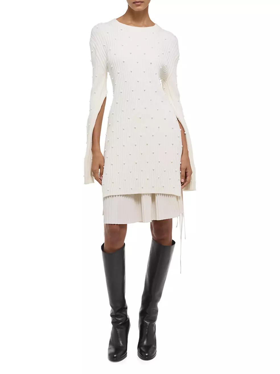 Embellished Crewneck Cotton Minidress Product Image