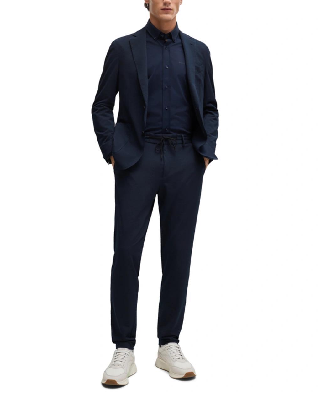 Boss By  Men's Performance-stretch Slim-fit Jacket In Dark Blue Product Image